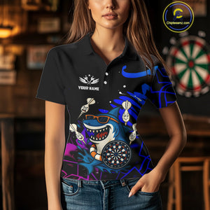 Funny Shark Darts Shirt For Women – Custom Dart Team Jersey | Polo & Quarter Zip Darts Shirt Style TDM4077