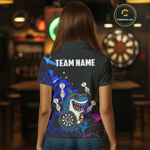 Funny Shark Darts Shirt For Women – Custom Dart Team Jersey | Polo & Quarter Zip Darts Shirt Style TDM4077