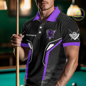 Black And Purple 8 Ball Pool Wings Custom Camo Billiard Shirt For Men, 8 Ball Billiard Team Jersey TDM4439