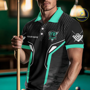 Black & Turquoise 8 Ball Pool Wings Custom Camo Billiard Shirt For Men, Billiard Team Jersey TDM4440