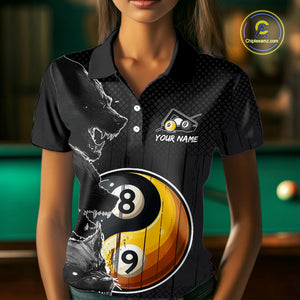 Funny Yin Yang Eyes Of Wolf Billiard Shirts For Women Custom 8 & 9 Ball Billiard Jersey | Black TDM4442