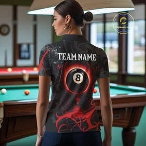 Personalized Black And Red 8 Ball Wings Billiard Shirt For Women Custom Tribal Pool Team Jersey TDM4684