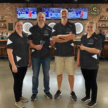 Load image into Gallery viewer, Personalized Black And White Geometric Darts Shirts For Men, Custom Darts Team Jersey Polo &amp; 1/4 Zip TDM6632