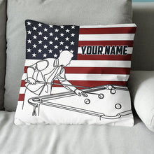 Load image into Gallery viewer, Patriotic US Flag Billiard Player Pillows Custom Billiard Throw Pillow TDM0823