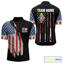 Load image into Gallery viewer, Personalized Grunge American Flag Men's Billiard Shirt Custom 9 Ball Pool Billiard Team Jersey TDM5832