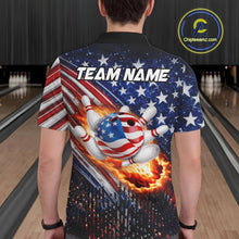 Load image into Gallery viewer, American Flag Fire Patriotic Bowling Shirt For Men Custom Bowling Team Jersey Polo &amp; 1/4 Zip TDM6204