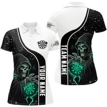 Load image into Gallery viewer, Turquoise Grim Reaper Darts Women Polo &amp; Quarter-Zip Custom Darts Shirts For Team Darts Jerseys TDM2627