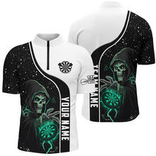 Load image into Gallery viewer, Turquoise Grim Reaper Darts Men Polo &amp; Quarter-Zip Custom Darts Shirts For Team Darts Jerseys TDM2627