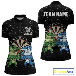 Personalized Funny Shark And Alligator Darts Shirt For Women Custom Darts Team Jersey, Darts Gifts TDM4900