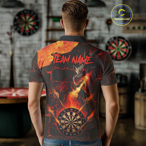 Personalized Fire Flame Dragon Darts Shirt For Men Custom Darts League Jersey Team Polo & 1/4 Zip TDM4902