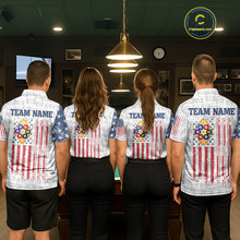 Load image into Gallery viewer, Grunge American Flag 9 Ball Billiard Shirt For Men Custom Patriotic Pool Team Jersey Polo, 1/4 Zip TDM5598