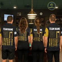 Load image into Gallery viewer, Yellow Black Grunge American Flag 9 Ball Women's Billiard Shirt Custom 9 Ball Pool Team Jersey TDM5599