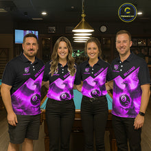 Load image into Gallery viewer, Purple 8 Ball Flame Phoenix Billiard Shirt For Men Custom Pool Team Jersey Polo &amp; Quarter Zip TDM5605