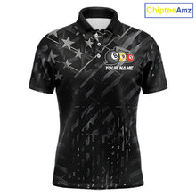 Load image into Gallery viewer, Black US Flag 8 Ball Pool Wings Billiard Shirt For Men Custom Billiard Team Jersey Polo &amp; 1/4 Zip TDM5977