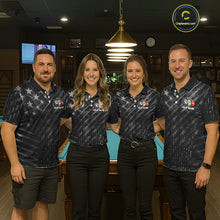 Load image into Gallery viewer, Black US Flag 8 Ball Pool Wings Billiard Shirt For Men Custom Billiard Team Jersey Polo &amp; 1/4 Zip TDM5977
