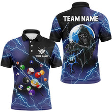 Load image into Gallery viewer, Custom Skull Billiard Balls Thunder Lightning 3D Shirts For Men, Purple Billiard Team Jerseys TDM1725