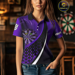 Black And Purple Dart Shirt With Pocket Option For Women Custom Dart Jersey TDM4284