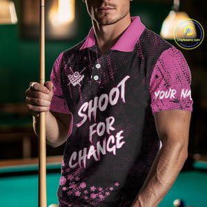 Shoot For Change Breast Cancer Awareness Billiard Shirt For Men Custom Pink Ribbon Billiard Jersey TDM4468