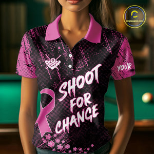 Shoot For Change Breast Cancer Awareness Billiard Shirt For Women Custom Pink Ribbon Billiard Jersey TDM4468