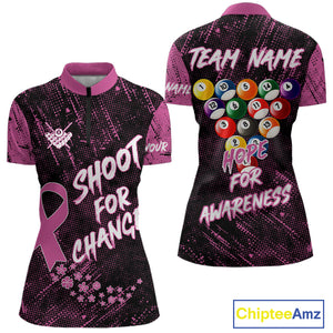 Shoot For Change Breast Cancer Awareness Billiard Shirt For Women Custom Pink Ribbon Billiard Jersey TDM4468