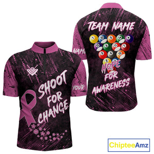 Shoot For Change Breast Cancer Awareness Billiard Shirt For Men Custom Pink Ribbon Billiard Jersey TDM4468