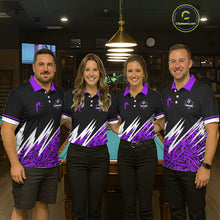 Load image into Gallery viewer, Personalized 8 Ball Billiard Jersey For Men Custom Black And Purple Pool Team Shirt Polo &amp; 1/4 Zip TDM5340