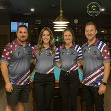 Load image into Gallery viewer, Personalized American Flag 8 Ball Billiard Shirt For Women Custom Patriotic Pool Team Jersey TDM5607