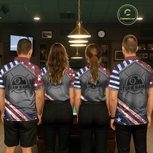 Load image into Gallery viewer, Personalized American Flag 8 Ball Billiard Shirt For Women Custom Patriotic Pool Team Jersey TDM5607