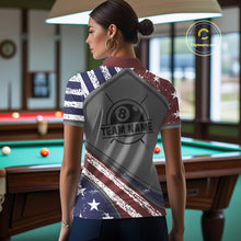 Load image into Gallery viewer, Personalized American Flag 8 Ball Billiard Shirt For Women Custom Patriotic Pool Team Jersey TDM5607