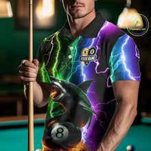 Load image into Gallery viewer, Colorful Lightning Shark 8 &amp; 9 Ball Billiard Shirt For Men Custom Pool Team Jersey Polo &amp; 1/4 Zip TDM5985