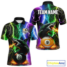 Load image into Gallery viewer, Colorful Lightning Shark 8 &amp; 9 Ball Billiard Shirt For Men Custom Pool Team Jersey Polo &amp; 1/4 Zip TDM5985