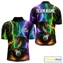 Load image into Gallery viewer, Colorful Lightning Cobra Snake 8 Ball Billiard Shirt For Men Custom Pool Team Jersey Polo, 1/4 Zip TDM5986