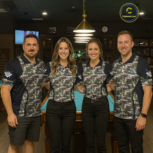 Load image into Gallery viewer, Personalized Green Camo Skull Billiard Shirt For Men, 8 Ball Billiard Team Jersey Polo &amp; 1/4 Zip TDM5993