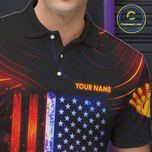 Load image into Gallery viewer, Custom Neon American Flag Bowling Shirt For Men, Patriotic Bowling Team Jersey Polo &amp; 1/4 Zip TDM6221