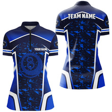 Load image into Gallery viewer, Personalized Name Blue 8 Ball Pool Abstract 3D Billiard Shirts For Women Team League Billiard Jerseys TDM2146