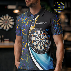 Funny Floral Marbling Pattern Custom Darts Shirt For Men, Team Polo & Quarter Zip Darts Jersey TDM4916