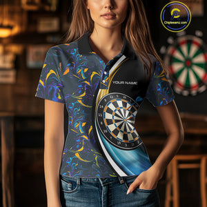 Funny Floral Marbling Pattern Custom Darts Shirt For Women, Team Polo & Quarter Zip Darts Jersey TDM4916