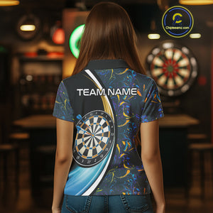 Funny Floral Marbling Pattern Custom Darts Shirt For Women, Team Polo & Quarter Zip Darts Jersey TDM4916
