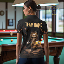 Load image into Gallery viewer, Black And Golden 8 Ball &amp; 9 Ball Skull Billiard Shirt For Women Custom Leopard Pool Team Jersey TDM5997