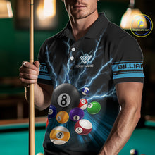 Load image into Gallery viewer, Blue Glowing Electric Billiard Shirts For Men Custom Billiard Jersey Team Polo &amp; Quarter Zip TDM3818
