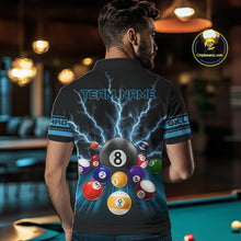 Load image into Gallery viewer, Blue Glowing Electric Billiard Shirts For Men Custom Billiard Jersey Team Polo &amp; Quarter Zip TDM3818
