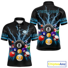 Load image into Gallery viewer, Blue Glowing Electric Billiard Shirts For Men Custom Billiard Jersey Team Polo &amp; Quarter Zip TDM3818