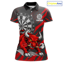 Load image into Gallery viewer, Black And Red Funny Bull Darts Shirt For Women Custom Darts Team Jersey Polo &amp; Quarter Zip Shirt TDM6237