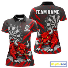 Load image into Gallery viewer, Black And Red Funny Bull Darts Shirt For Women Custom Darts Team Jersey Polo &amp; Quarter Zip Shirt TDM6237