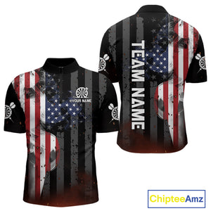 Personalized American Flag Patriotic Darts Shirt For Men Custom Darts Jersey Team Polo & 1/4 Zip TDM4922