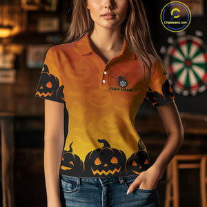 Personalized Orange Funny Spider Darts Shirt For Women Custom Halloween Darts Team Jersey, Dart Gift TDM4923
