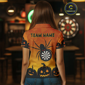 Personalized Orange Funny Spider Darts Shirt For Women Custom Halloween Darts Team Jersey, Dart Gift TDM4923