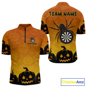 Personalized Orange Funny Spider Darts Shirt For Men Custom Halloween Darts Team Jersey, Dart Gift TDM4923