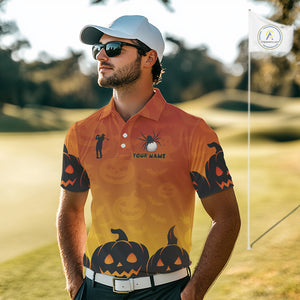 Personalized Orange Funny Spider Golf Polo Shirt For Men Custom Halloween Ladies Golf Outfit Gifts TDM4924