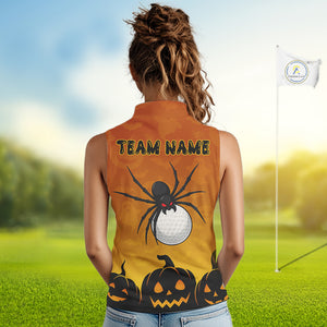 Personalized Funny Spider Golf Sleeveless Polo Shirt Custom Halloween Ladies Golf Outfit TDM4924